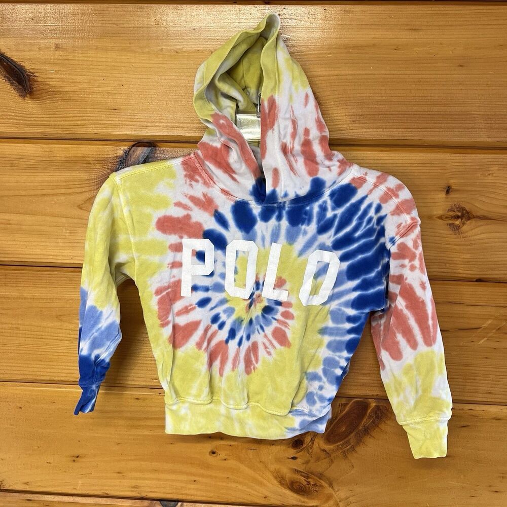 Polo Ralph Lauren Girl's Spa Terry Tie Dye Logo Hoodie Size 5
